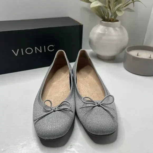 Vionic Klara Knit Square Toe Flats Silver Women's 7 Narrow Comfort Arch Support - Picture 6 of 11